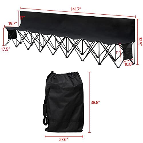 Topeakmart Summer Patio Chair Oxford 8 Seats Bench Sport Sideline Bench Bleachers Foldable & Portable Deck Chairs #TOP3