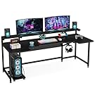 Tribesigns 74.8 Inch Gaming Desk, Extra Long U Shaped Computer Desk with Monitor Stand Shelf and CPU Stand, Black Gamer Desk for Home Office, Gaming