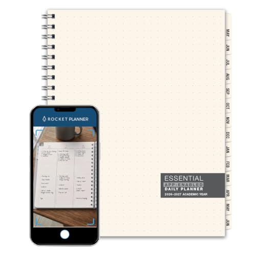 Excello Brands APP Enabled Essential Academic Year (May 2026 - June 2027), 15 Month 8.5 x 11 100gsm Paper Planner Powered by ROCKETPLANNER APP, Syncs events to Digital Outlook Google Apple Calendars