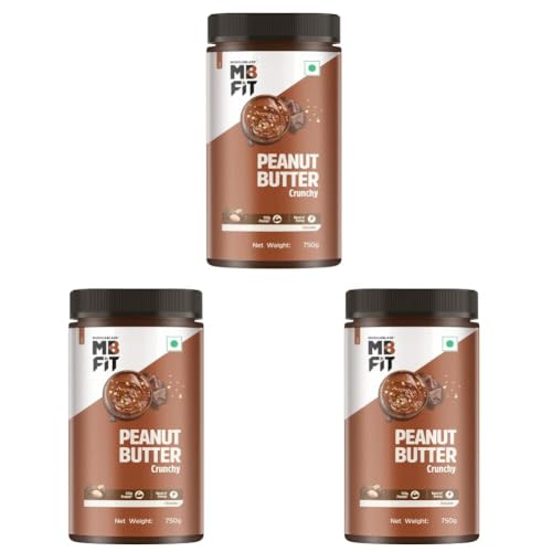 Image of MuscleBlaze Fit Chocolate Peanut Butter (Crunchy, 750 grams) | High Protein | No Trans Fat, Energy Booster (Pack of 3)
