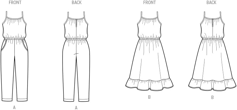 New Look UN6783A Children's Pull-on Jumpsuit and Sundress Sewing Pattern Packet, Design Code N6783, Sizes 3-4-5-6-7-8, Multicolor