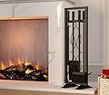 Fire Beauty Fireplace Tools Set 5 Pieces Fireside Accessories Fire Kit Stand Woodstove Tools Holder Wrought Iron Handle Indoor Fireset Stand
