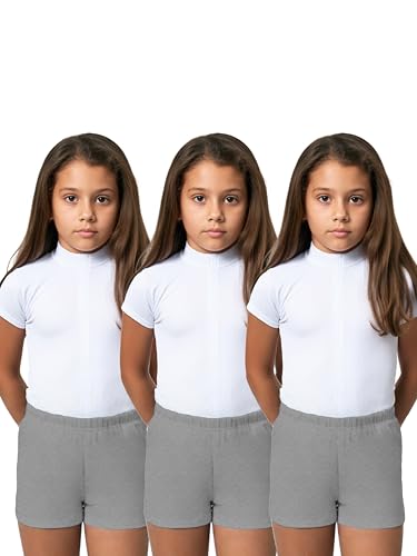 Image of KiddoPanti Girls Solid Cycling Shorts Pack of 3 | Soft & Stretchy Cotton Spandex | Comfortable Fit with Elastic Waistband | Half Tights Length Girls Inner Cycling Shorts