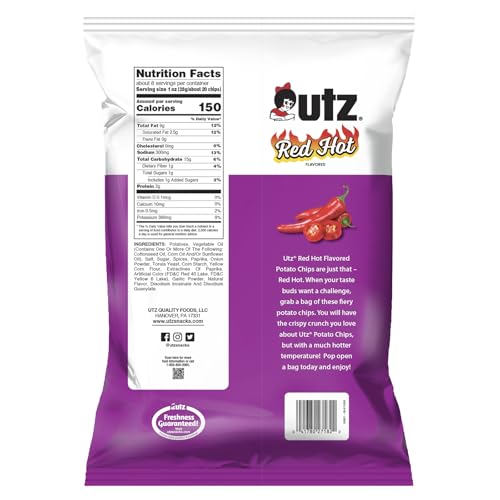 Utz Red Hot Potato Chips, 7.75 oz