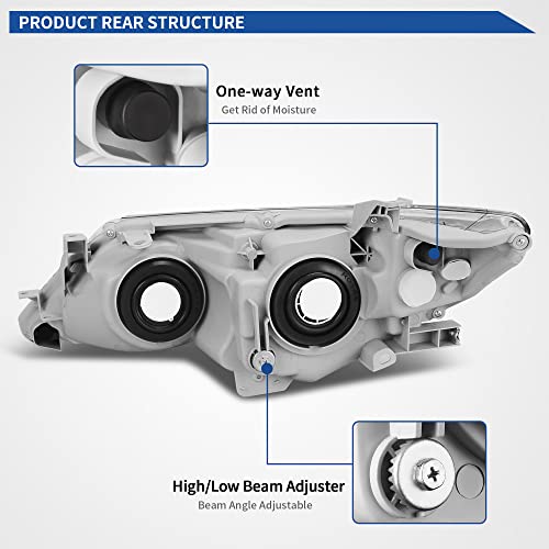 Image of oEdRo Headlight Assembly Compatible with 2012 2013 2014 Camry L /Le /Xle /Hybrid (Not Fit SE /SE Sport /Hybrid SE) Headlamp with Amber Refector Clear Lens Chrome Housing