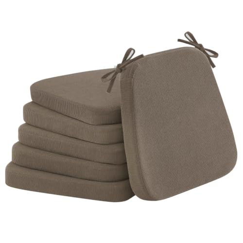 Nobildonna Dining Chair Cushions, Light Brown, 17"x16", Set of 6