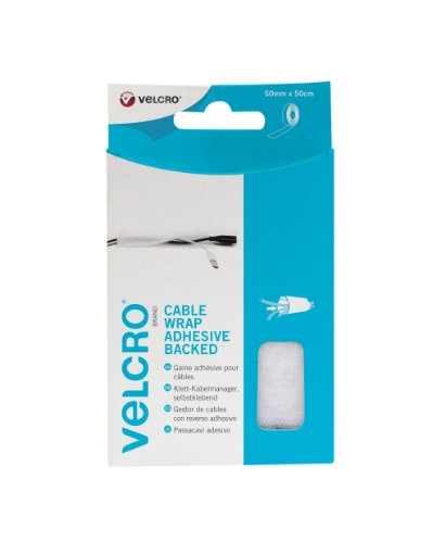 Image of VELCRO Brand VEL-EC60392 Cable Wrap Adhesive Backed, 50mm x 50cm-White