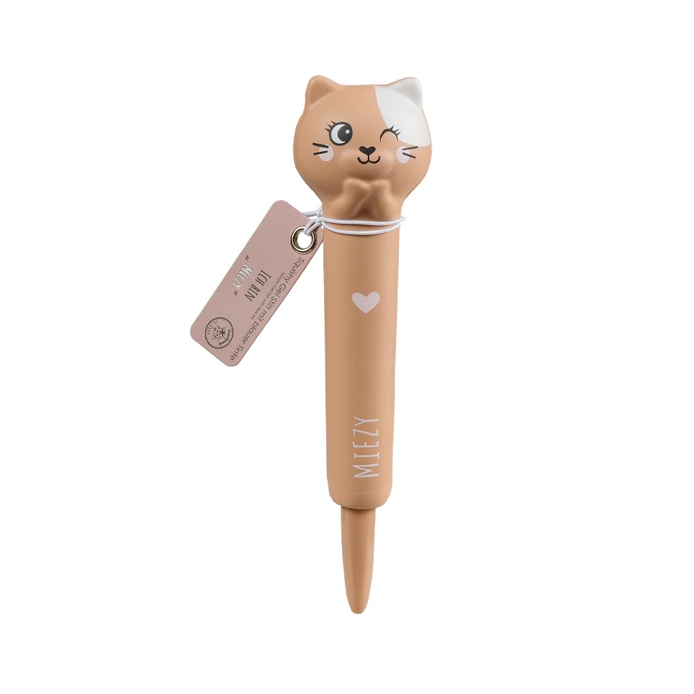 Lulubug Squishy Gelstifte Antistress | Niedliches Tiermotiv | Drücken, Kneten & Knautschen | Blaue Tinte, 15cm Hoch | | Kawaii Stift | Schreibspaß für Schule, Zuhause & Büro | Katze Miezy
