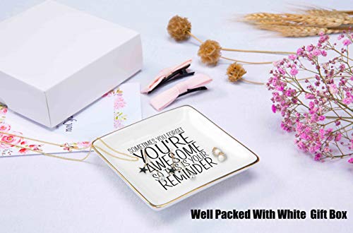 Topthink You are Awesome Gift – Ceramic Jewelry Holder Ring Dish Trinket Tray – Inspirational Birthday Graduation Christmas Gifts for Best Friends,Daughter,Sister,Niece,Women,Co-worker - Image 3