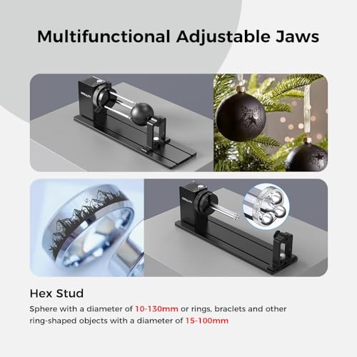 Miniatura 3 de Creality Kit Rotatorio Oficial Pro, Rotary Roller 3 En 1, Accesorio De Grabado Multifunción Para Grabado Láser, Portabrocas Rotatorio Para Grabar Objetos Cilíndricos, Copa De Vino, Bate De Béisbol
