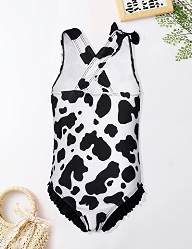 Donwen Toddler Girl Swimsuit 3T 4T Kids Swimsuits Cow Print Bathing Suit Cute Cross Back One Piece Toddler Girl Bathing Suits Summer Beach Toddler Swimsuit Girl #TOP7