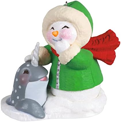 Hallmark Keepsake Christmas Ornament 2022 Year-Dated, Snow Buddies Snowman and Narwhal, Plastic