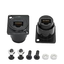 2Pcs RJ45 Panel Mount Connector, D-Type RJ45 Cat6 Female to Female Through Socket with Install Screw, Ethernet Extension Coupler Adapter