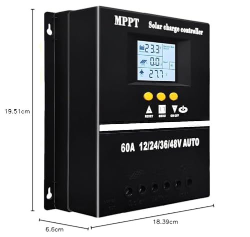 60A Solarladeregler MPPT 12V 24V 36V 48V LCD-Display Batterie Intelligenter Regler Max. 100V Eingang Dual USB für Blei-Säure/Lithium/LiFePO4