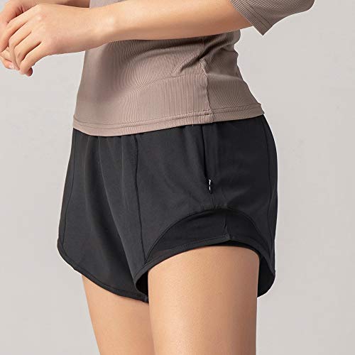 Shorts esportivos femininos, Romacci Calças esportivas femininas 2 em 1 de secagem rápida com bolsos