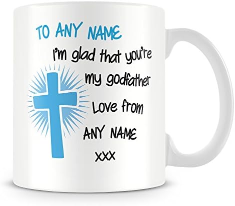 Godparents Pair of Personalised Mugs/Cups - Christening/Baptism Gift for Godmother and Godfather
