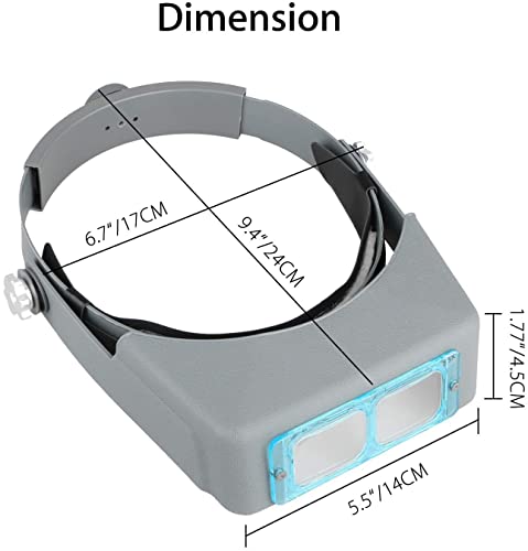 Sunjoyco Head Mount Magnifier, Professional Jeweler Loupe Headband Magnifying Glasses Magnify Goggles Visor With 4 Replaceable Optical Lens 1.5X, 2.0X, 2.5X, 3.5X Magnification For Repair, Crafts #TOP3