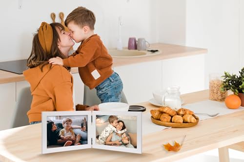 JD Concept Double 5x7 Horizontal Combo, White Wood Picture Frame, 4.5x6.5 Opening Foldable Landscape View Photo Frame on Table-top or Wall by JD Concept - Image 7