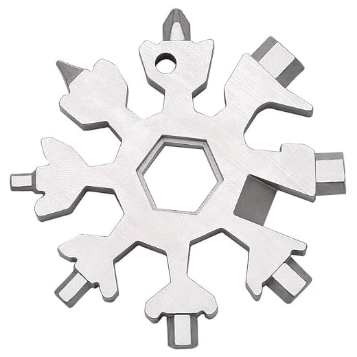 18-in-1 Snowflake Multi Tool, Stainless Steel Pocket Tool with Bottle Opener, Flat & Phillips Screwdriver, Hex Wrench, Gift for Men (Silver)