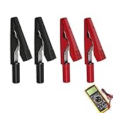 Satz von 4 isolierten Krokodilklemmen – Vernickeltes Kupfer für optimale elektrische Leitfähigkeit – Kompatibel mit 2mm Prüfspitzen und Bananensteckern – für Heim, Schule, Auto und Laboranwendungen