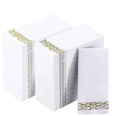 AMAZON - [400 Pack]Vplus Paper Napkins Guest Towels Disposable Premium Quality 3-ply Dinner Napkins Disposable Soft, Absorbent, Party Napkins Wedding Napkins for Kitchen, Parties, Dinners or Events(Gold)