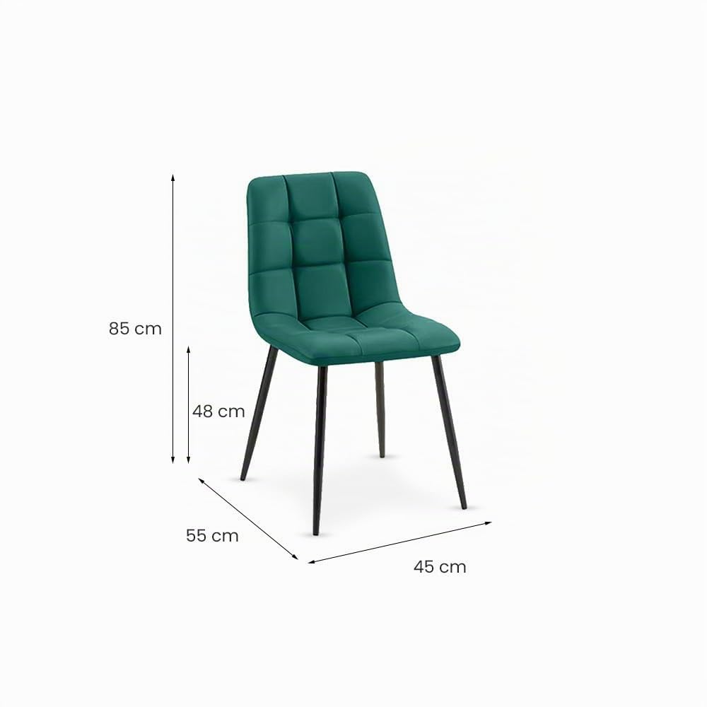 Mediawave Store - Set 6 Sedie Velluto REGINA con Schienale imbottito QUADRATI Struttura Nera: arreda con stile la tua sala da pranzo o il living moderno (Verde)