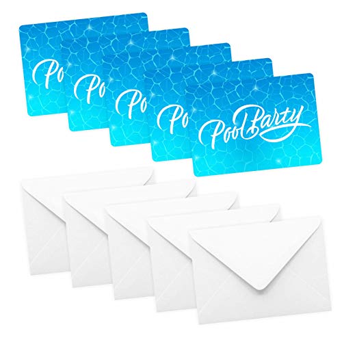 5 biglietti di invito Pool Party con glitter, con 5 buste – per...