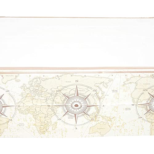 Image of BLUE PANDA Disposable World Map Tablecloth - 54 x 108 in, Pack of 3, Multi-Color - Plastic Travel-Themed Tablecloth - Adventure-Themed Baby Shower Table Cover