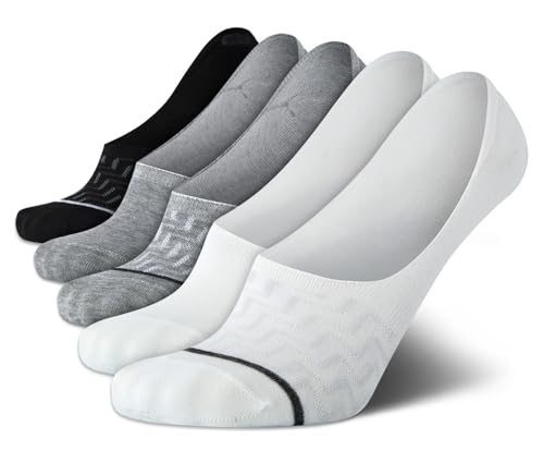 Steve Madden Mens No Show Socks - 5 Pack Invisible Mens Low Cut Socks with Arch Support (Shoe Size 10-13)