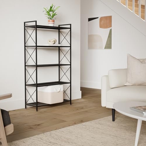 Image of SONGMICS 5-Tier Steel Storage Rack, Shelving Unit with X Side Frames