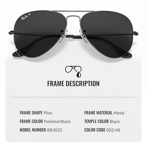 Ray-Ban RB3025 AVIATOR TOTAL BLACK Pilot Shaped Sunglasses for Men & Women with Official RAYBAN Eyewear Kit3
