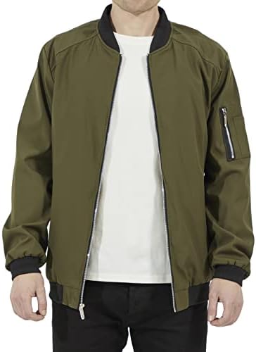 WULFUL Mens Casual Lightweight Jacket Softshell Flight Bomber Jacket Varsity Windbreaker