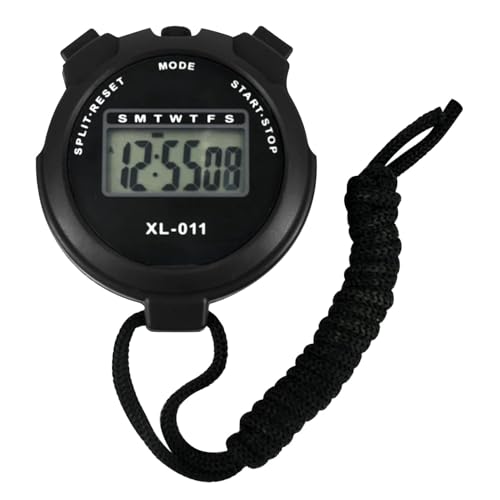 Image of Digital Sports Stopwatch Timer Stopwatch Lap Timer Digital Calendar Alarm Clock Referee Watch for Training Swimming Running (Black)