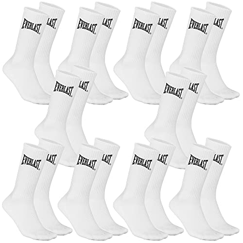 Everlast Calcetines Altos Deportivos 10 Pares, Blanco/Negro, 43-46 Unisex Adulto