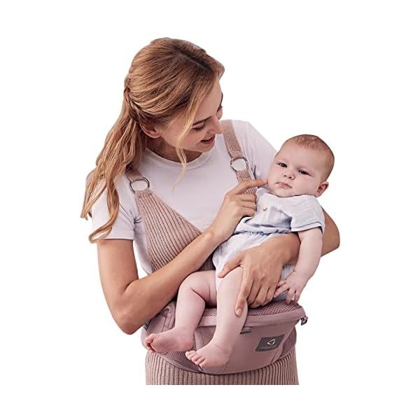 Bebamour Babytrage für 0–36 Monate, 3D-Air-Mesh-Babytrage-Rucksack, zugelassen nach Sicherheitsstandard, ergonomischer Baby-Hüftsitz, 6-in-1-Fronttrage (3D Air Dusty Pink) – Bild 5