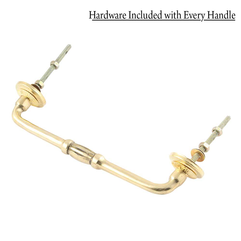 IndianShelf 1 Pack White Unique Drawer Handles Decorative Cabinet Pulls Gold Hardware 6