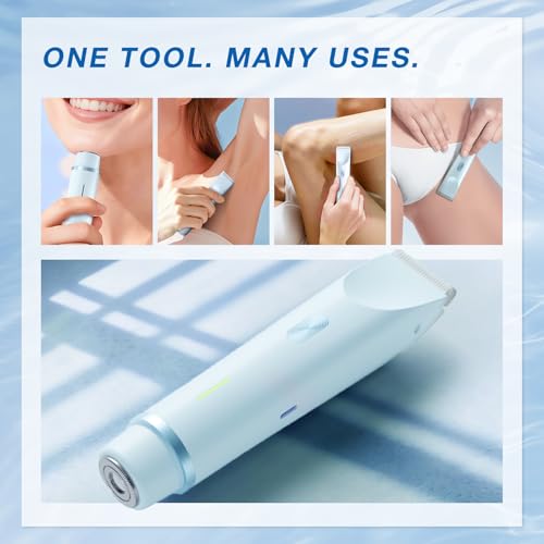 AMURS Bikini Trimmer for Women, Dual-Head Electric Body Hair Trimmer for Sensitive Areas, IP67 Waterproof Rinsable, USB-C Rechargeable Groomer for Bikini Line, Underarms, Legs & Face (Cloud Blue) by AMURS - Image 2