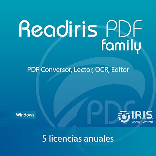 Readiris Pdf Family 5 Lic : Software Pdf Profesional - Edita, Protege, Anota, Convierte, Completa Y Firma Los Pdf - 5 Pc Windows 5 Usuario Suscripción De 1 Año