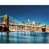 murando Fototapete Brooklyn Bridge 350x270 cm Vlies Tapeten Wandtapete XXL Moderne Wanddeko Design Wand Dekoration Wohnzimmer Schlafzimmer Büro Flur New York Stadt Amerika Brücke