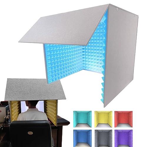Micrófono Escudo de Aislamiento, Cubierta de insonorización de escritorio, cabina para estudio en casa, Cubo de espuma para micrófono, para estudio en casa, grabación musical, podcast, tratamientos acústicos (Azul 80 x 80 x 80 cm)