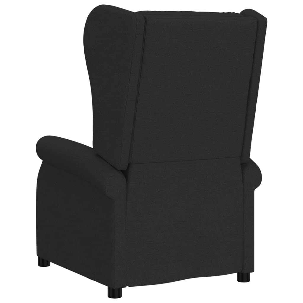Sillón orejero reclinable eléctrico Tela Negro Negro,3098321