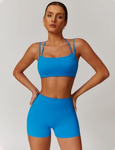 Two Piece Workout Sets For Women Sports Bra Matching High Waist Scrunch Butt Shorts Gym Yoga Athletic Clothes2