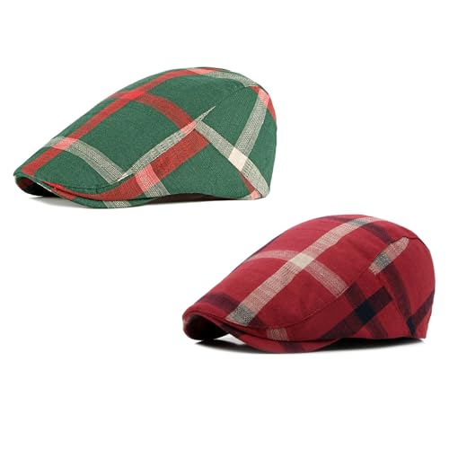 Casquette plate à carreaux colorés homme Idopy béret rétro style irlandais
