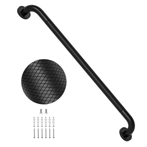 32 Inch Black Grab Bars for Shower with Anti-Slip Knurled Grip