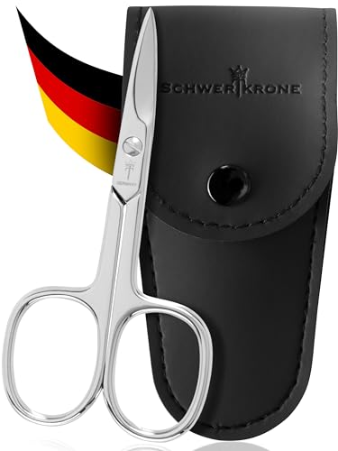 SCHWERTKRONE® Nagelschere [MADE IN GERMANY] - Hochwertige Fingernagelschere mit Nagelscheren Etui - Nail Scissors - Maniküre Schere Gebogen - Nagelhautschere extra Fein & Scharf