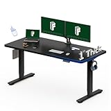 FLEXISPOT 60'x24' One-Piece Electric Standing Desk, 1' Thick Seamless Desktop for Home Office, Study & Multi-Monitor Setup, Black