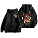 hoodie damen, Weihnachten Hoodie Damen Sweatjacke Lustige 3D Druck Weihnachtspullover Kapuzenjacke Oversize Casual Zipper Sportjacke Leichte Weihnachts Kapuzenpullover Sweatshirt Jacke Schwarz XXL
