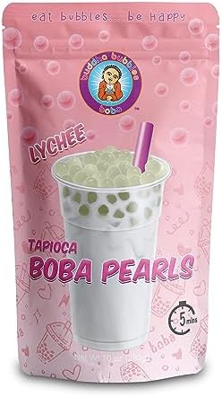 Buddha Bubbles Boba Lychee Flavor Tea Tapioca Pearls Ready in 5 Minutes