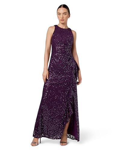 Image of Alex Evenings Women's Long Sleeveless Mother of the Bride Dress W /Cascade Ruffle & Front Slit (Petite and Regular Sizes)