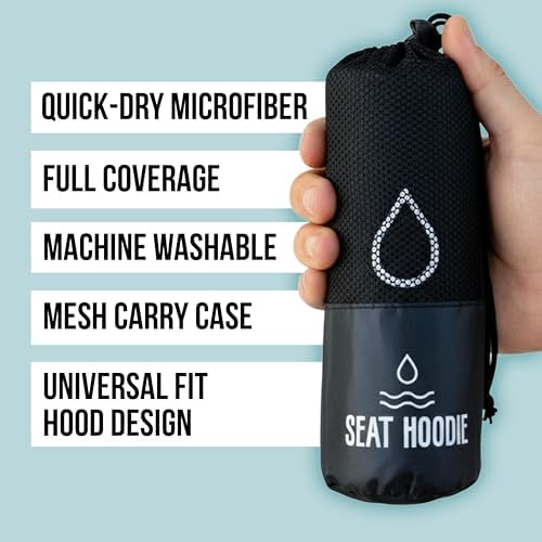 극세사 Seat Hoodie 후드 타월 시트 커버 (블랙) — 사진 3